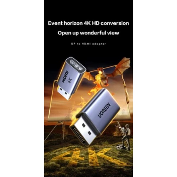 Фото - Переходник Mini Display Port-HDMI UGREEN DP130 DisplayPort to HDMI 4K Gray (55935)
